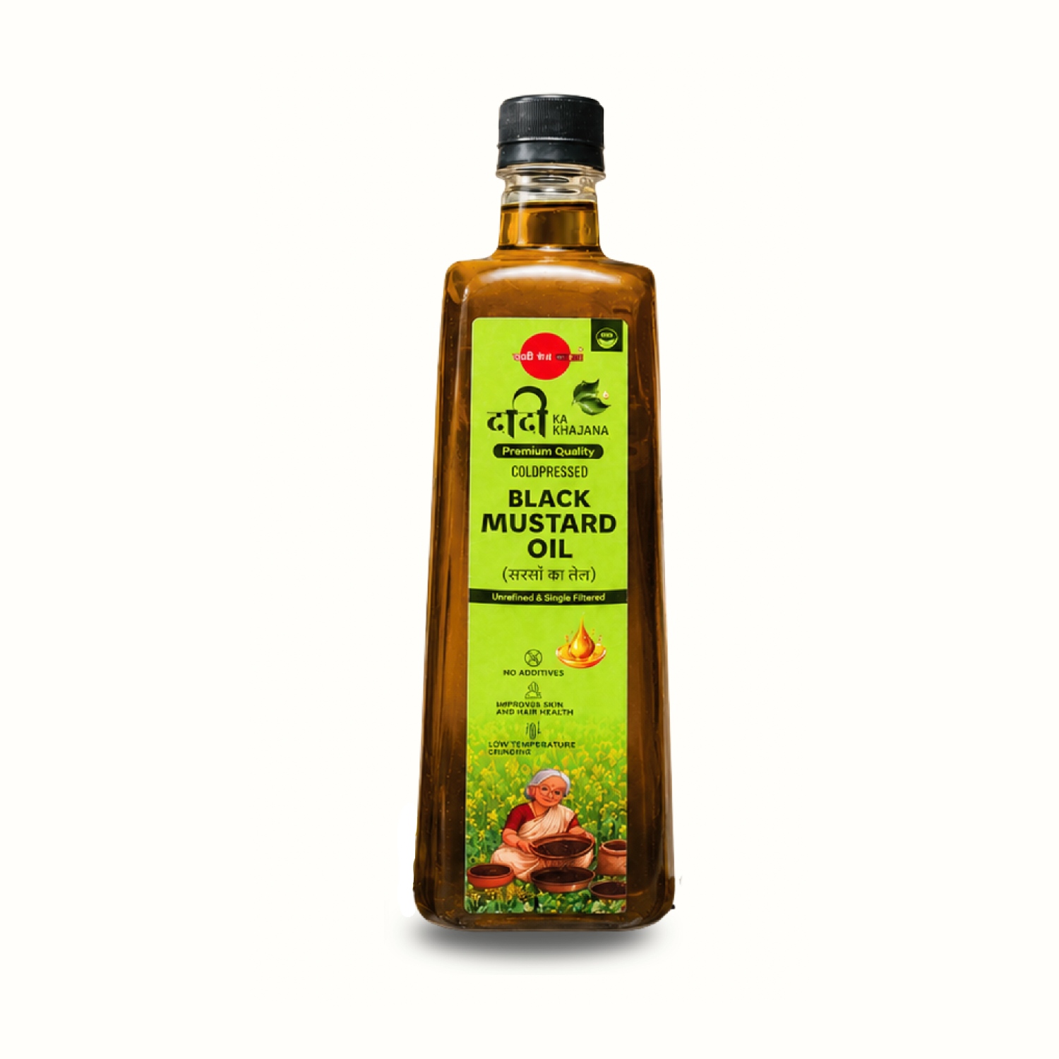 Pure Cold Pressed Black Mustard Oil (Kachi Ghani) - Dadi Ka Khajana